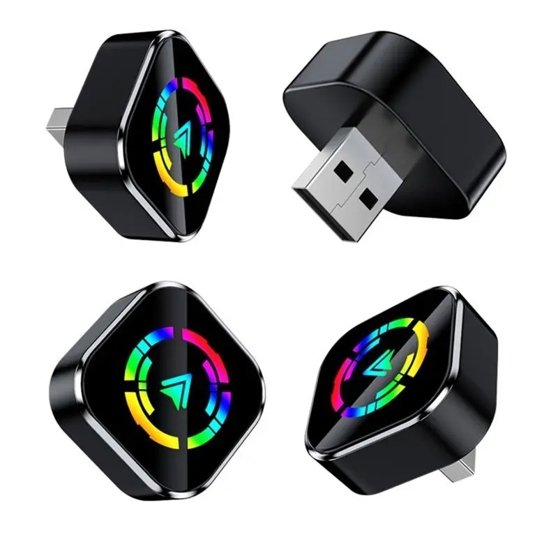 Adaptor Wireless Apple CarPlay & Android Auto 2-in-1 Techstar M17+, USB/USBC Plug & Play, Wi-Fi 5.8GHz + Bluetooth, Mini Compact, Conectare Automata, Sticla LED - imagine 7