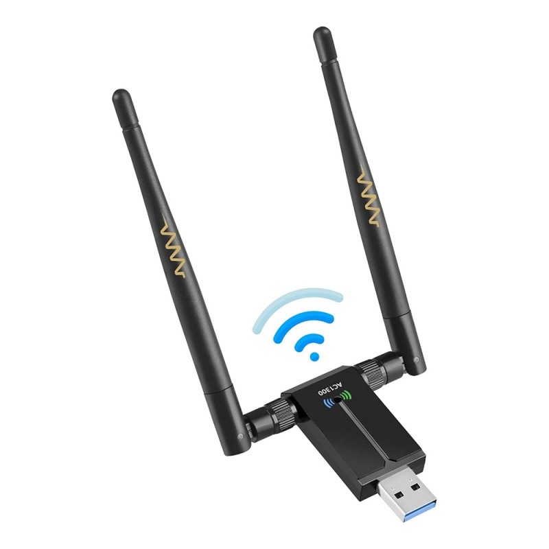 Adaptor Wireless Techstar® AC 1200 Dual-Band, 1200Mbps, USB 3.0, 2.4G/5G, Long Range, 2 Antene, Negru