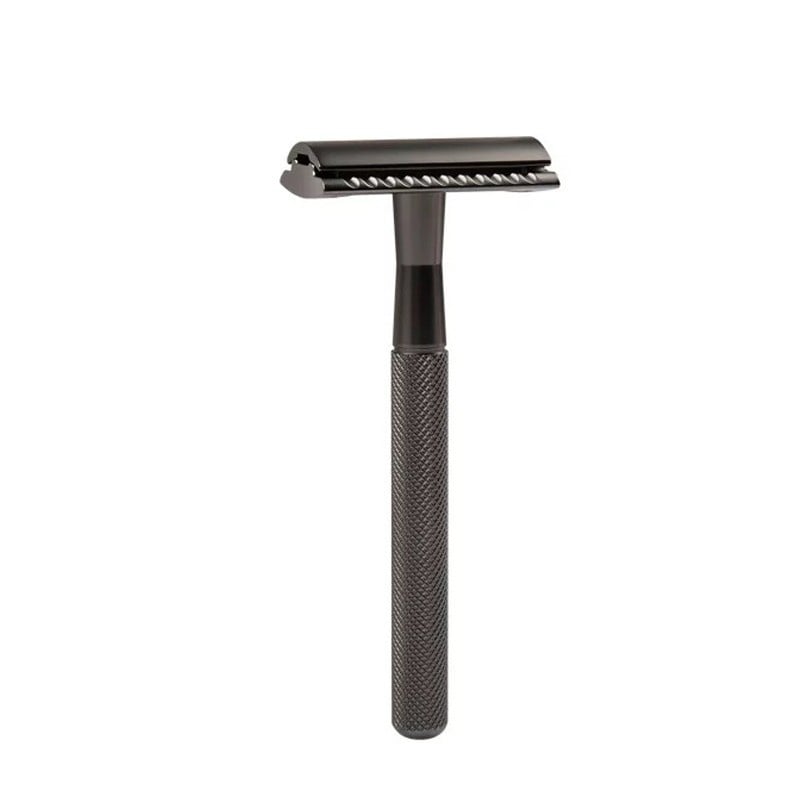 Aparat de ras Classic Safety Razor Techstar® SR1, Aliaj de Zinc, Cu Lame De Rezerva, Reutilizabil, Ecologic, Negru