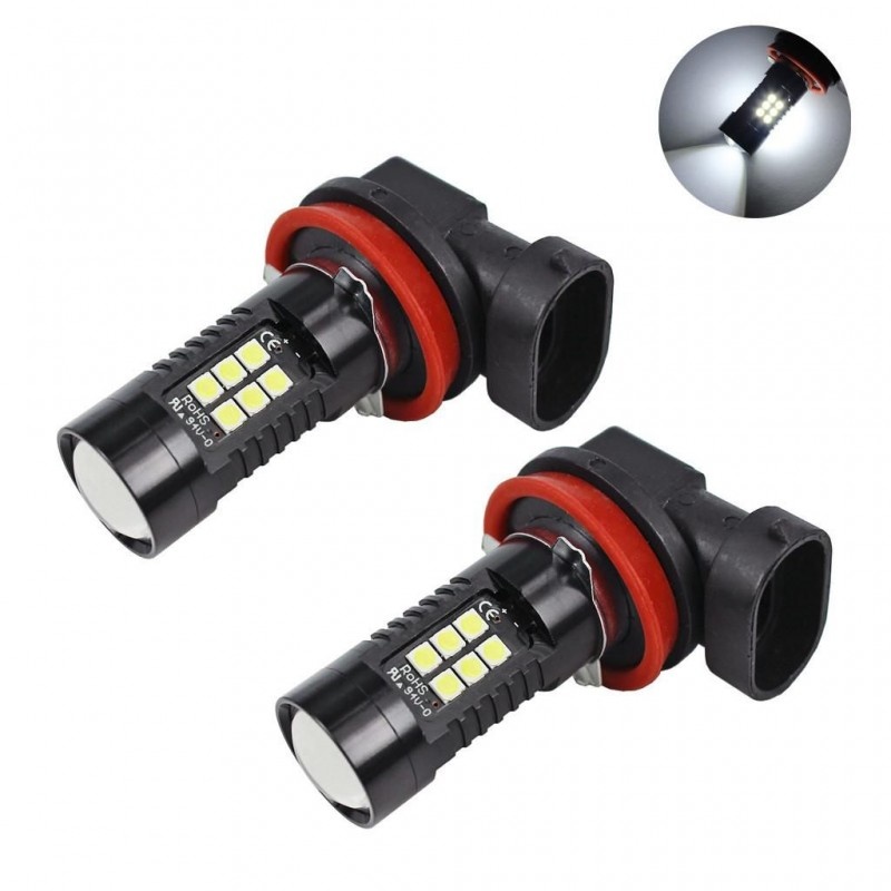 Bec LED Auto Techstar® H11/H9/H8, Faruri de ceata, 1200LM, DRL, 6000K Alb Rece, 21SMD - 3 | YEO