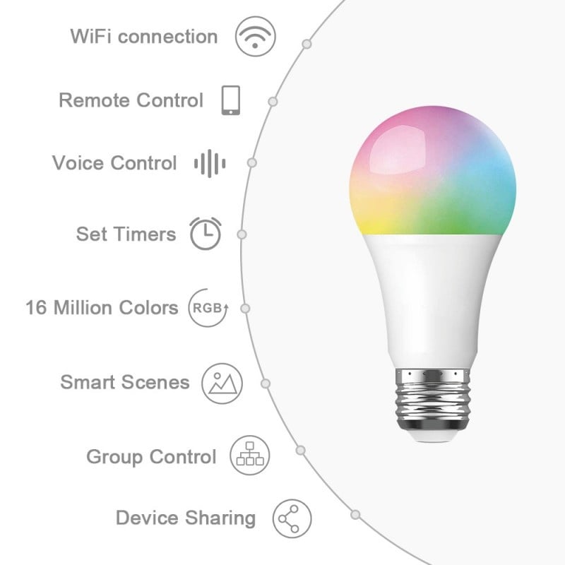 Bec Smart Techstar® Wireless, 2.4GHz, RGBW, 7W, E27, Lumina Calda, Lumina Rece, Corp Aluminiu - 1 | YEO