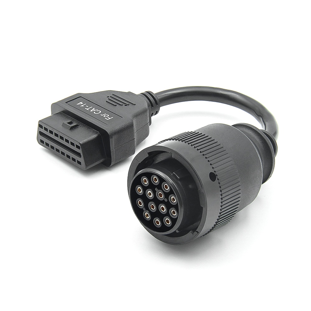 Cablu adaptor Catterpillar CAT-14 pin Deutsch femela → OBD-II 16 pin femela pentru utilaje grele, excavatoare, generatoare si incarcatoare - 2 | YEO