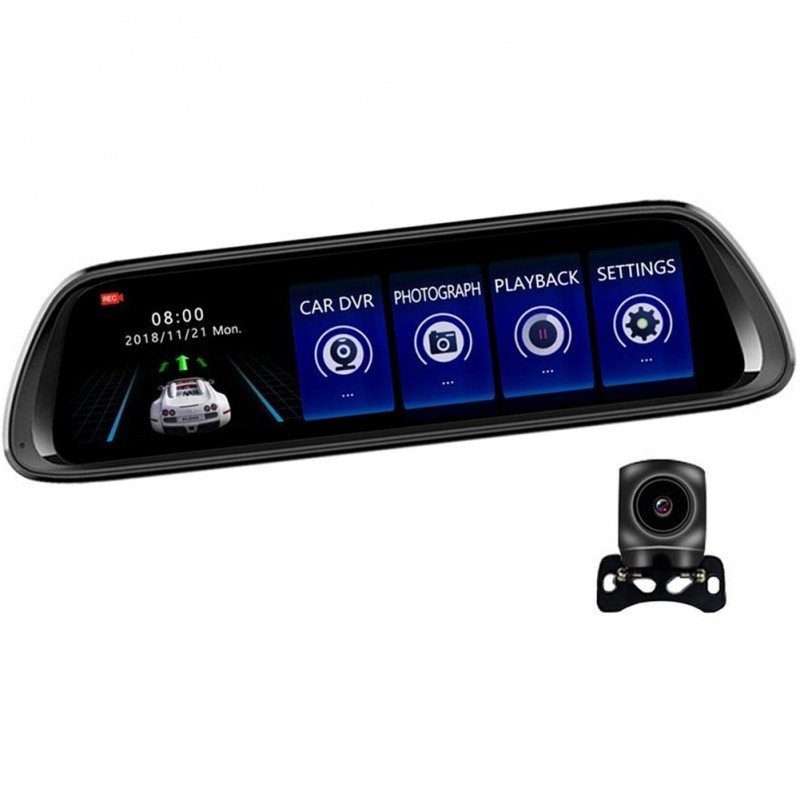 Camera Video Auto Oglinda DVR Dubla FullHD Techstar® K62, Unghi 170°, Display IPS LED 10