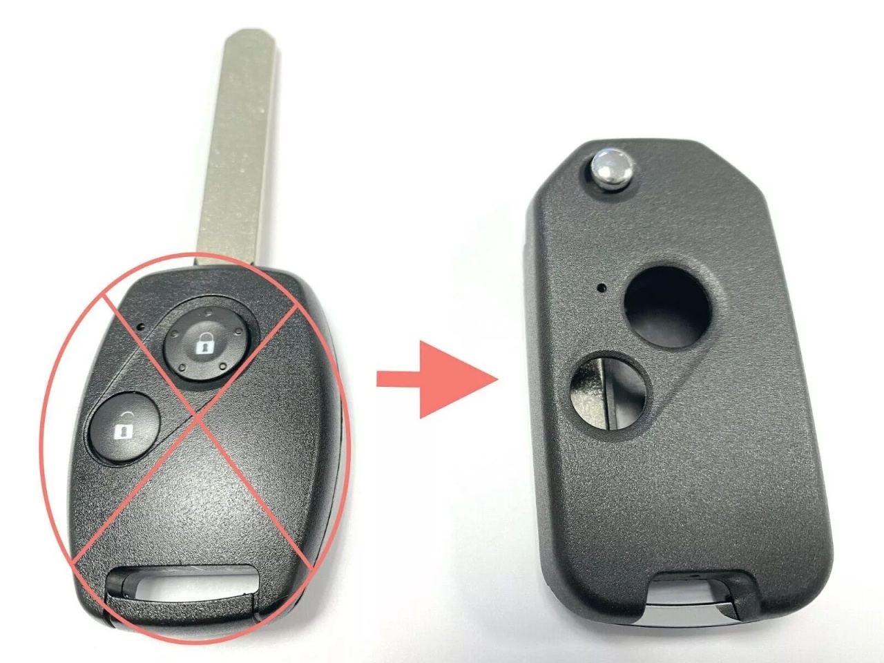 Carcasa cheie auto transformatoare, tip flip Techstar®, cu 2 butoane pentru Honda Accord, Civic, Jazz, CR-V – upgrade compatibil HON66 - 1 | YEO