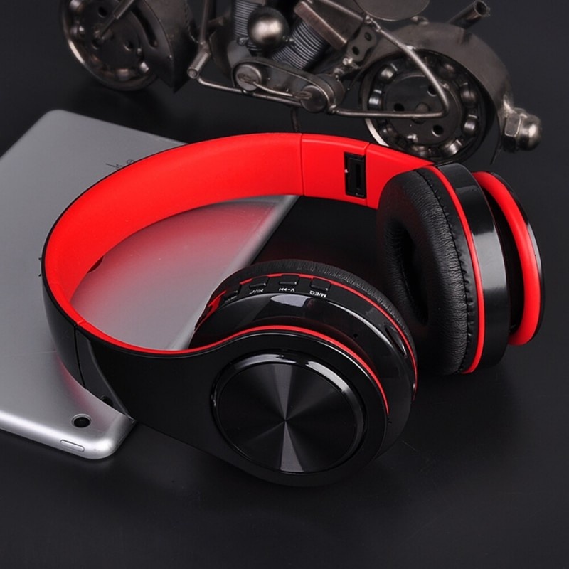 Casti Bluetooth Wireless W802 ROSU Over Ear Pliabile Sport cu microfon incorporat - 1 | YEO