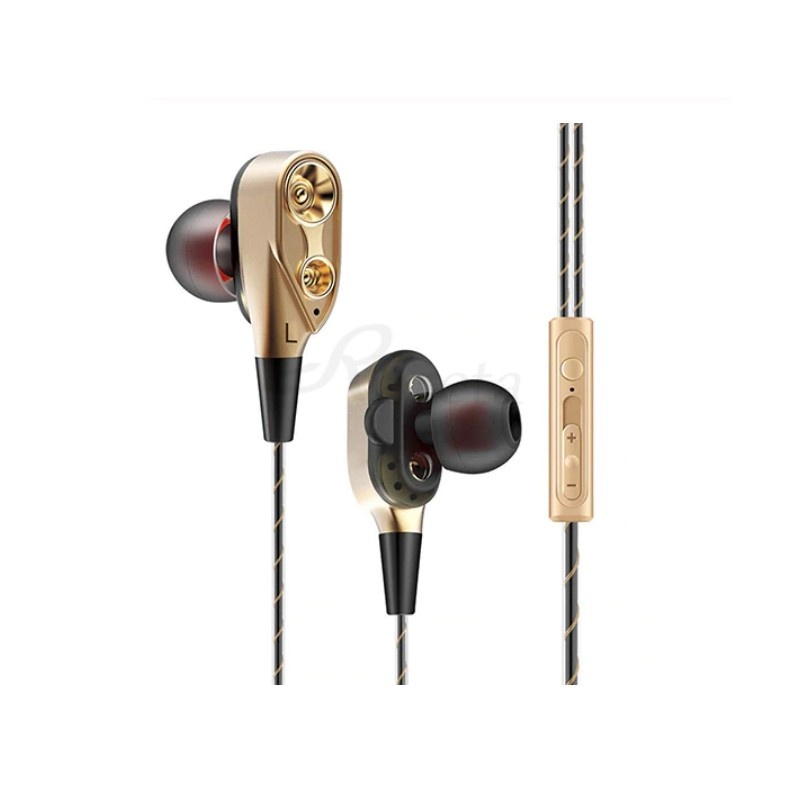 Casti cu fir Techstar® Roreta Aurii, Dual Drive, Microfon, Extra Bass, In ear, 3.5mm, Remote - 1 | YEO