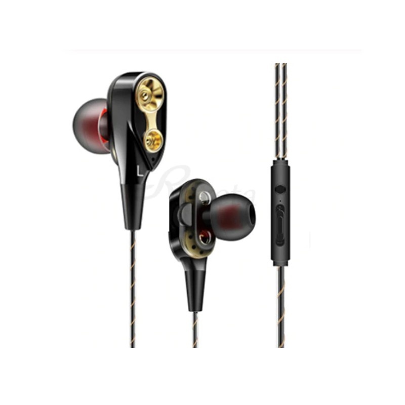 Casti cu fir Techstar® Roreta Negre, Dual Drive, Microfon, Extra Bass, In ear, 3.5mm, Remote