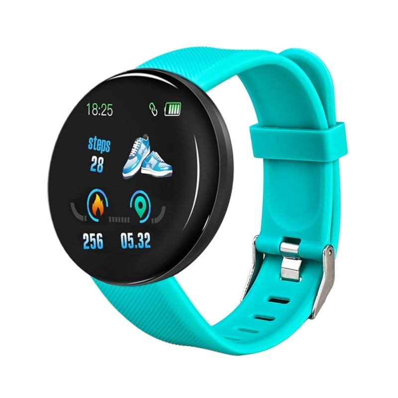 Ceas Smartwatch Techstar® D18, 1.3inch OLED, Bluetooth 4.0, Monitorizare Tensiune, Puls, Oxigenarea Sangelui, Waterproof IP65, Verde Aqua - 1 | YEO