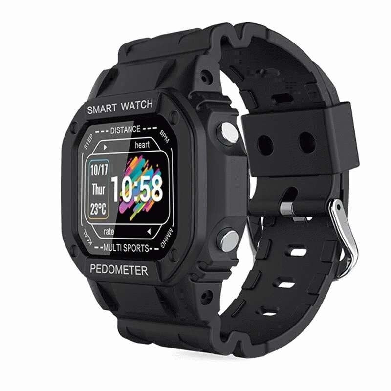 Ceas Smartwatch Techstar® i2, 0.96 inch LCD, Bluetooth 4.0, Monitorizare Puls, Tensiune, Somn, Alerte Sedentarism, Hidratare, Negru