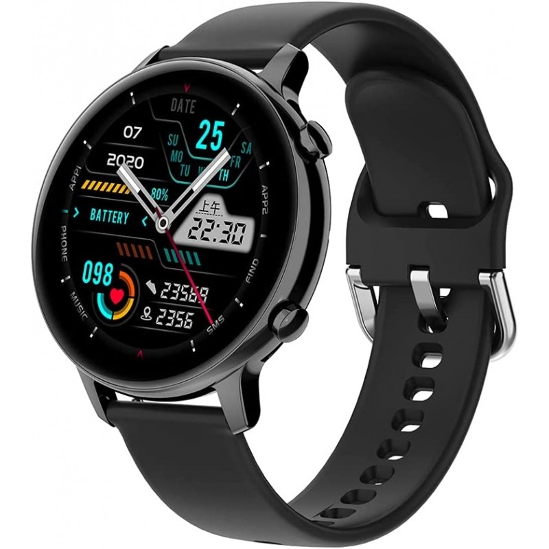 Ceas Smartwatch Techstar® S33, 1.28 inch IPS, Monitorizare Puls, Tensiune, Oximetru, Sedentarism, Bluetooth 5.0, IP67, Negru