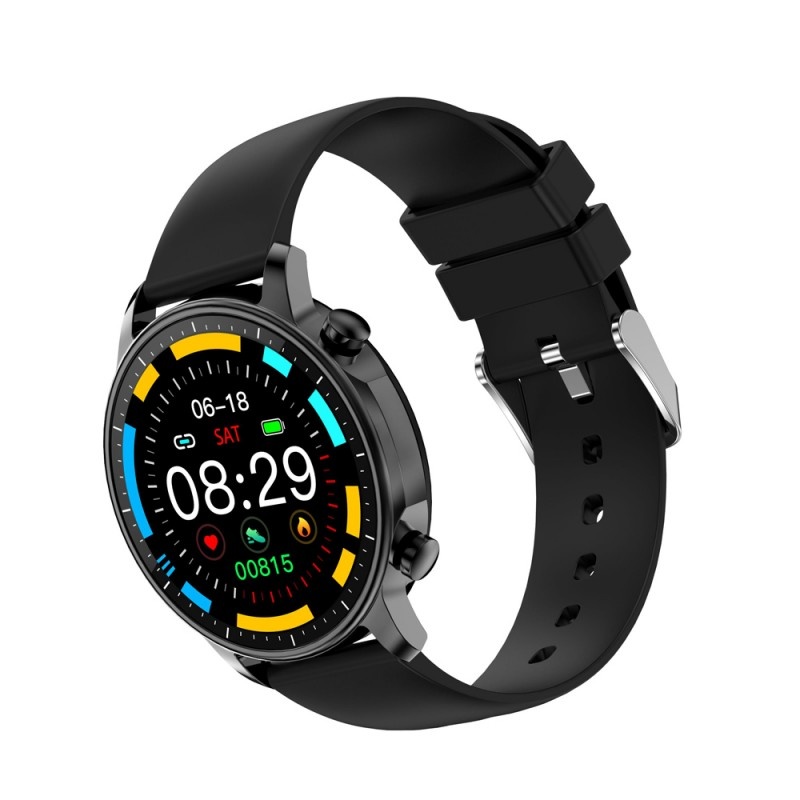 Poze Ceas Smartwatch Techstar® V23, 1.3 inch IPS, Monitorizare Puls, Tensiune, Sedentarism, Bluetooth 5.1, IP67, Negru