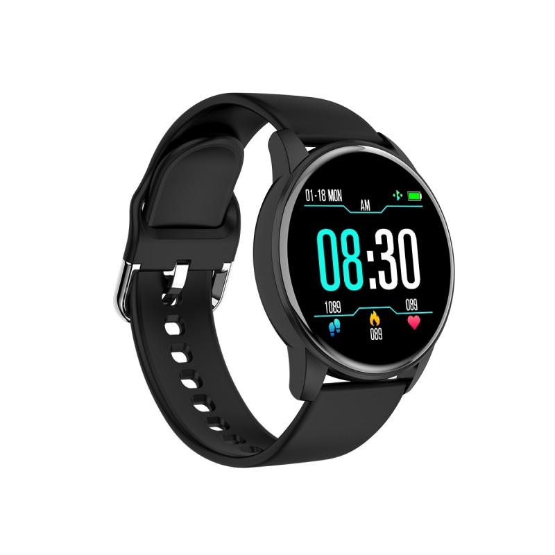 Ceas Smartwatch Techstar® ZL1, 1.30 inch IPS, Bluetooth 4.0, Monitorizare Puls, Tensiune, Alerte Sedentarism, Hidratare, Oximetru, Negru