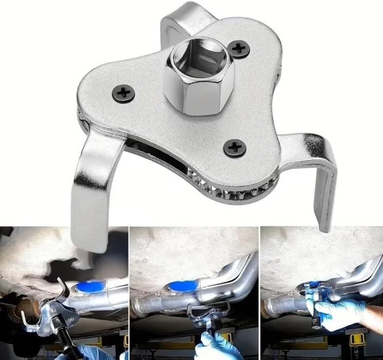 Cheie universala pentru filtru de ulei Techstar, reglabila cu 3 brate (3-Jaw), 2 cai, Metalic - 3 | YEO