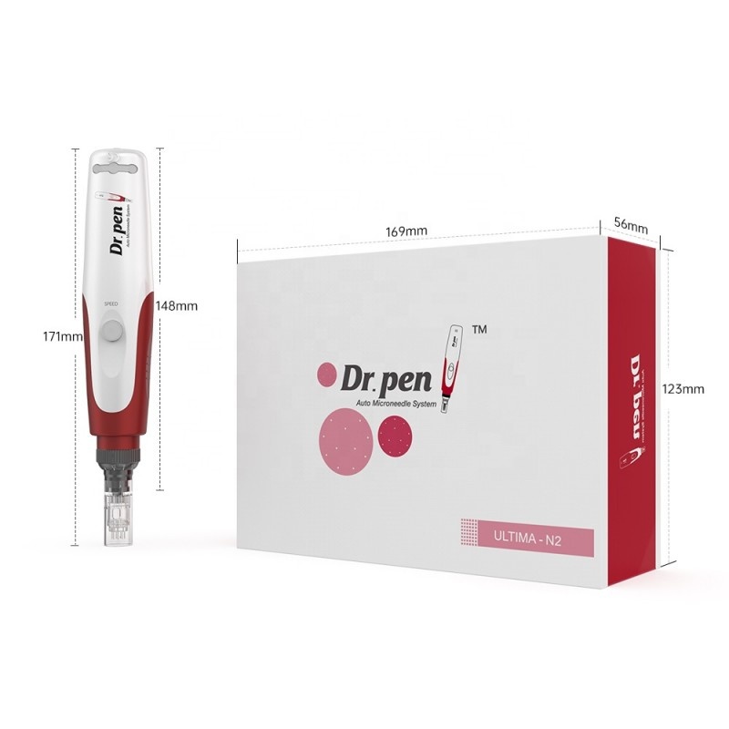 Poze DermaPen Techstar® Dr Pen N2W, 2 Capete de Rezerva, Ace Otel Inoxidabil, Corp Plastic, Ergonomic, Regenerare Piele, Lifting, Viteza Reglabila, 5 Viteze, Alb-Rosu