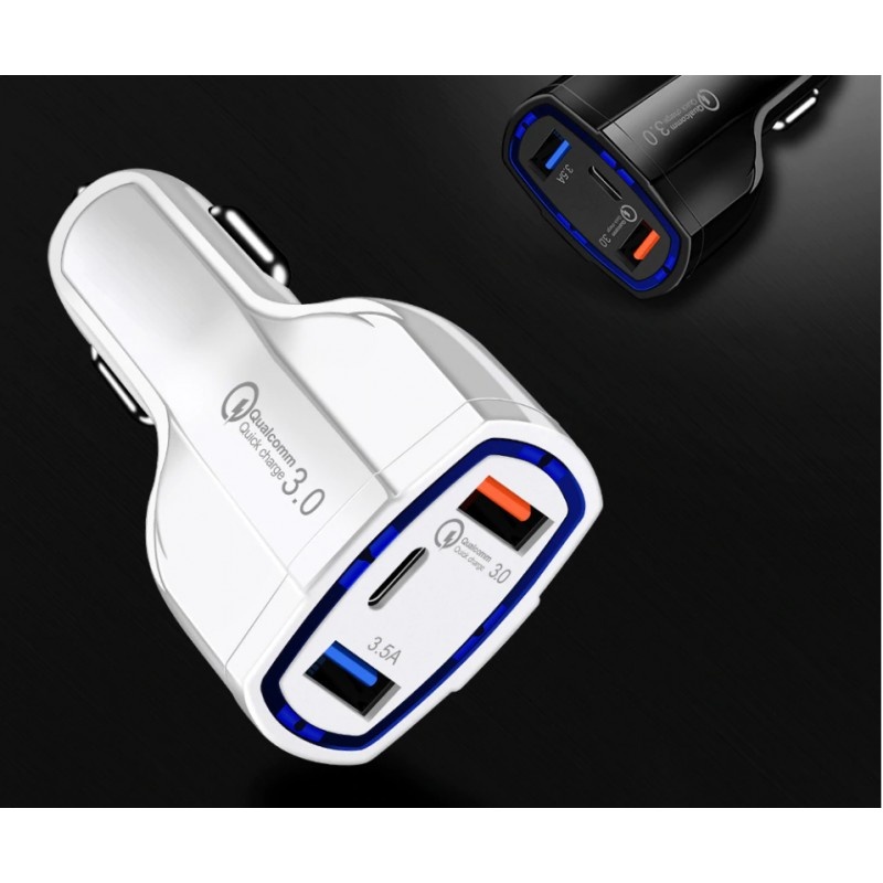 Poze Incarcator Auto Techstar® Turbo Fast, 5V, 3.5A ,QC3.0, DUAL USB, Universal, Alb