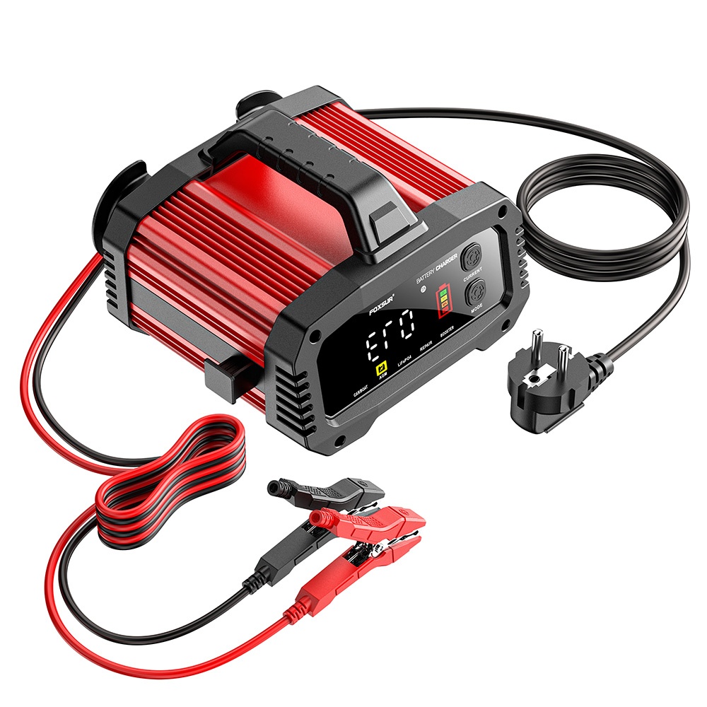 Redresor Incarcator Inteligent Baterii Auto Foxsur® FPT-250, compatibil AGM, GEL, EFB, LifFePO4, 25A, 12V/24V potrivit Auto, Moto, Camioane, Barci - 1 | YEO