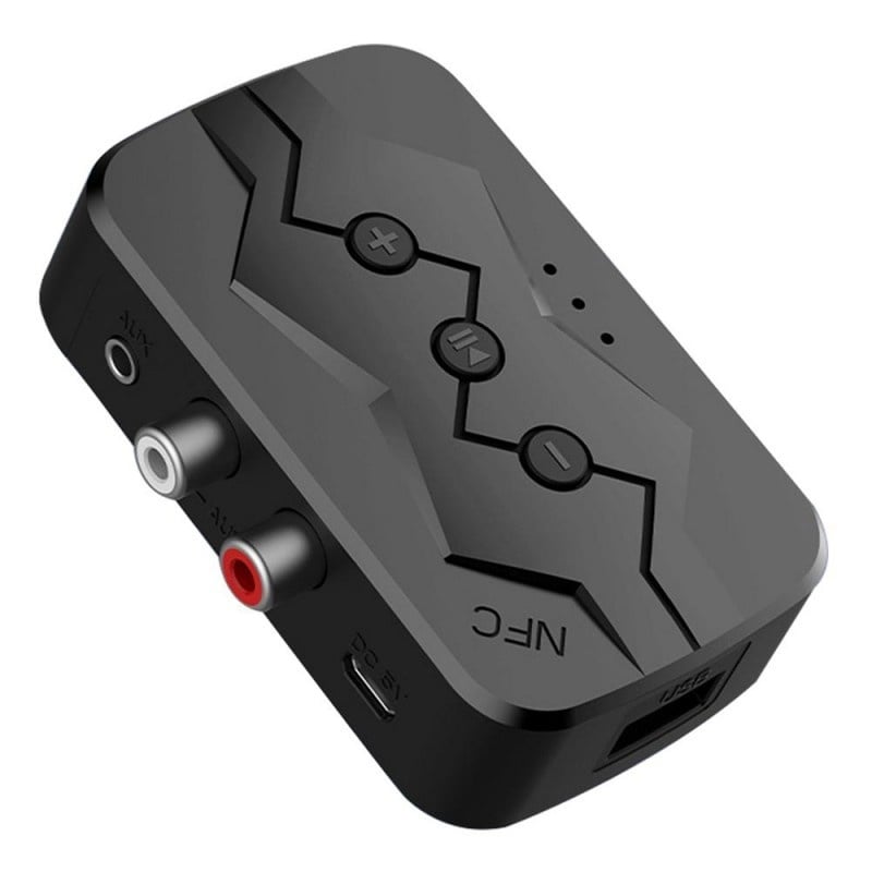 Resigilat Adaptor Bluetooth Techstar® M23, transmitator si receptor pentru TV/PC/Sistem de sunet pentru casa, Jack 3.5mm, Micro SD, USB, AUX, NFC, RCA, Negru