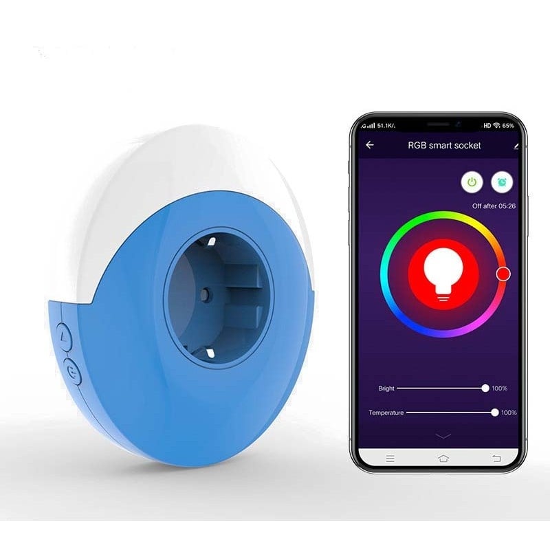 Resigilat Priza Smart Techstar® M-A29, Conexiune Wireless, Lumina Ambientala RGB, Compatibil Alexa si Google Assistant, Automatizare - 1 | YEO