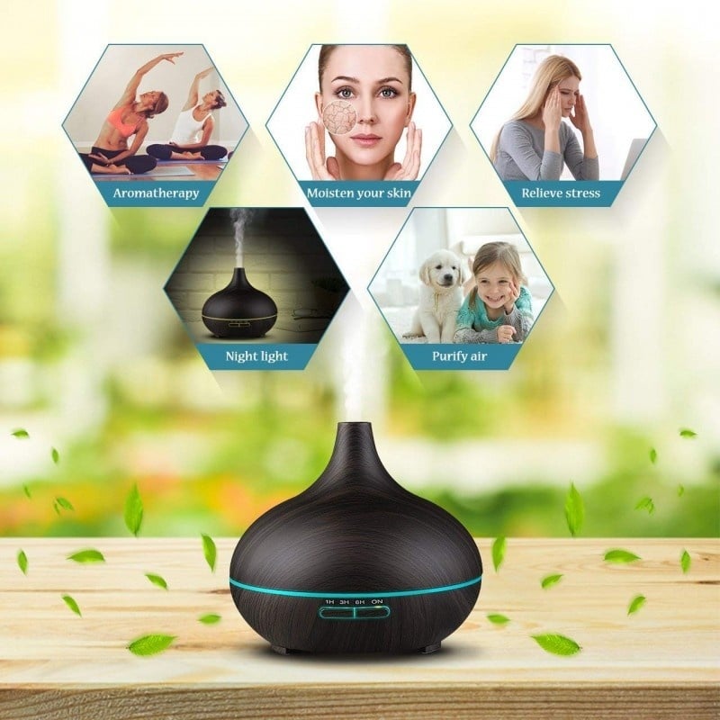 Resigilat Umidificator si Purificator Aer cu Aromaterapie cu Ultrasunete, Uleiuri Esentiale, pentru Camera, Birou, de 400 ml