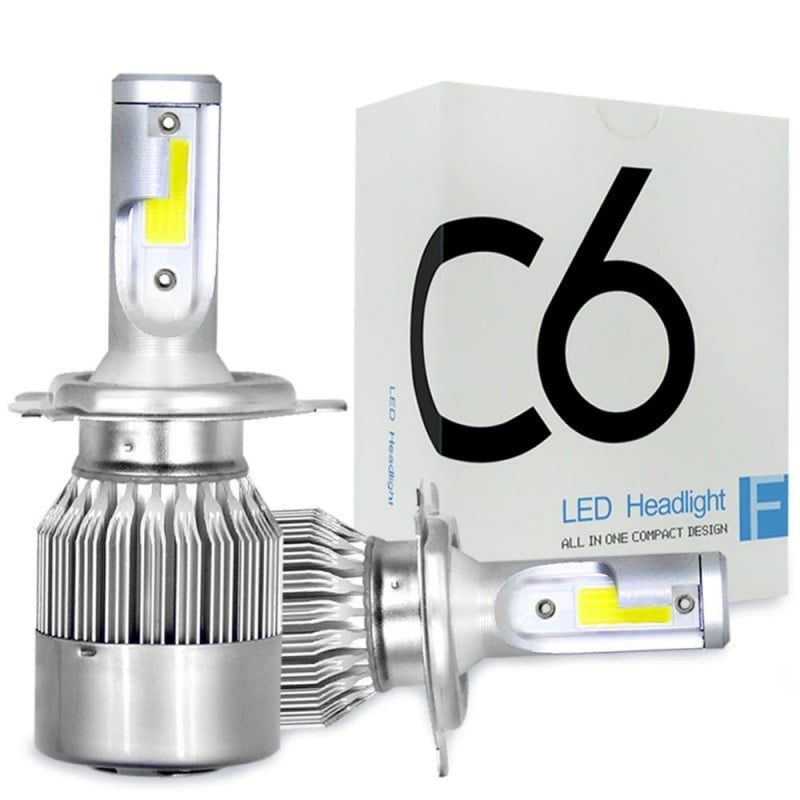 Set 2 LED-uri Auto Techstar® C6, H4, 36w, 3800 Lumeni, 6500K, AUTO, 12-24 Volti, COB - 1 | YEO