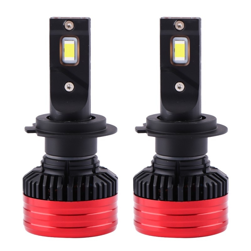 Set 2 LED-uri Auto Techstar® P28, H7, 80w, 12500 Lumeni, 6500K, AUTO, 12-24 Volti, CSP, Canbus, Miez Cupru, Radiator Aluminiu