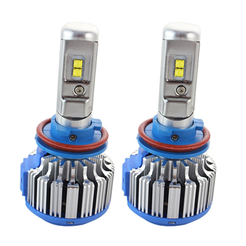 Set 2 LED-uri Auto Techstar® T1, H11, 35w, 8000 Lumeni, 6000K, AUTO, 12-24 Volti, CREE, Canbus, Radiator Aluminiu - 2 | YEO