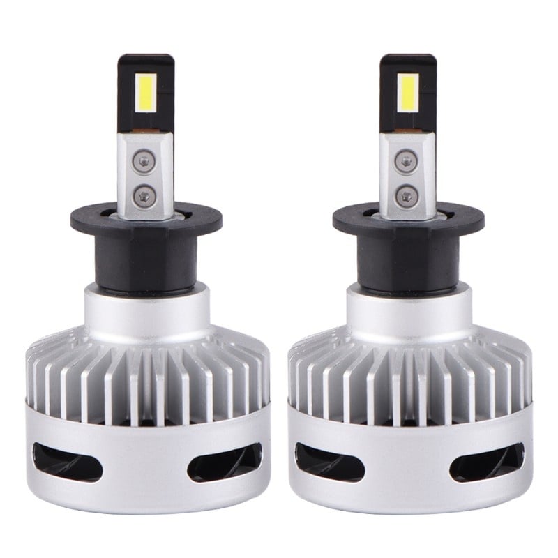 Set 2 LED-uri Auto Techstar® X9, H3, 60w, 8000 Lumeni, 6500K, AUTO, 12-24 Volti, CSP, Canbus, Miez Cupru, Radiator Aluminiu