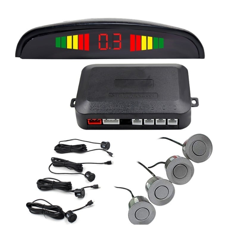 Set Senzori Parcare Auto Detector Parktronic Display Radar Monitor 4 Senzori GRI Inchis