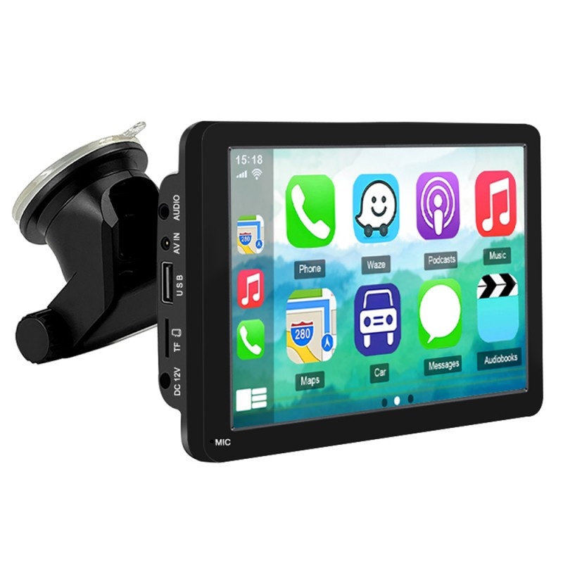 Sistem Multimedia Techstar® Apple Carplay/Android 7096, Ecran Tactil, 7 Inch 1024x600 HD IPS, Bluetooth, Mirror Link, Card TF, USB, AUX, Negru