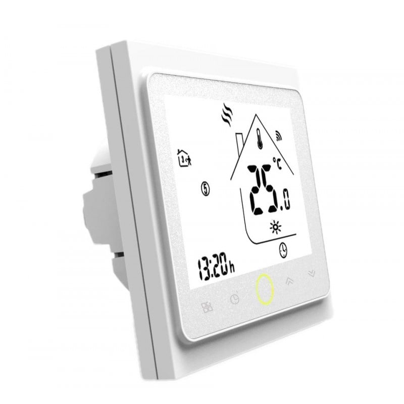 Termostat Techstar® Smart GH-20W, Wireless, Pentru Centrala Termica pe Gaz sau Electrica, Compatibila Google Home, Alexa, Tuya, Alb