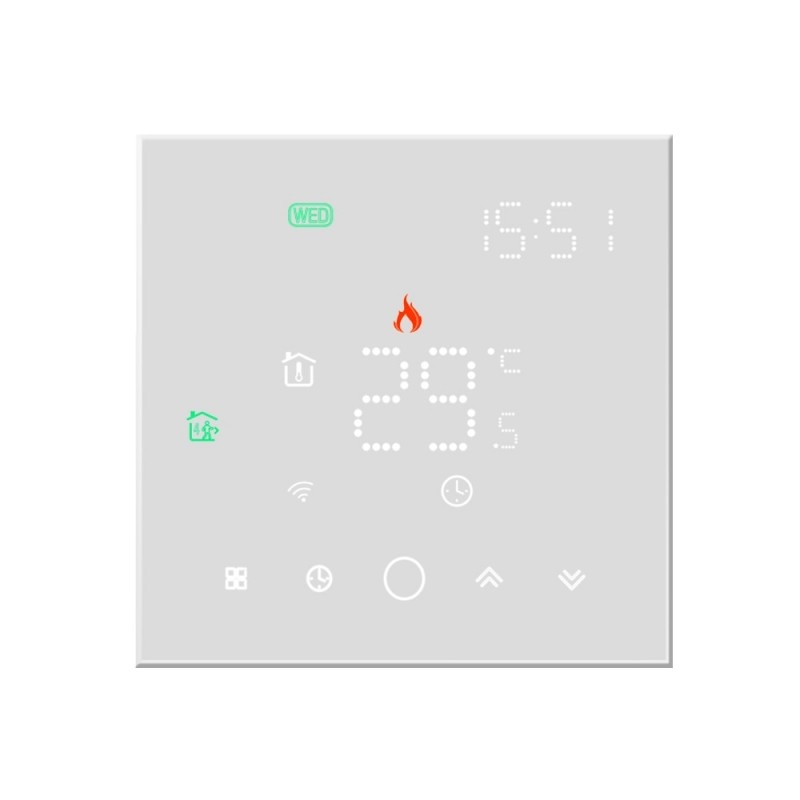 Termostat Techstar® Smart TH-10W, Wireless, 16A, 3500W, Google Home, Alexa, Tuya, Senzor Pardoseala, Alb - 2 | YEO