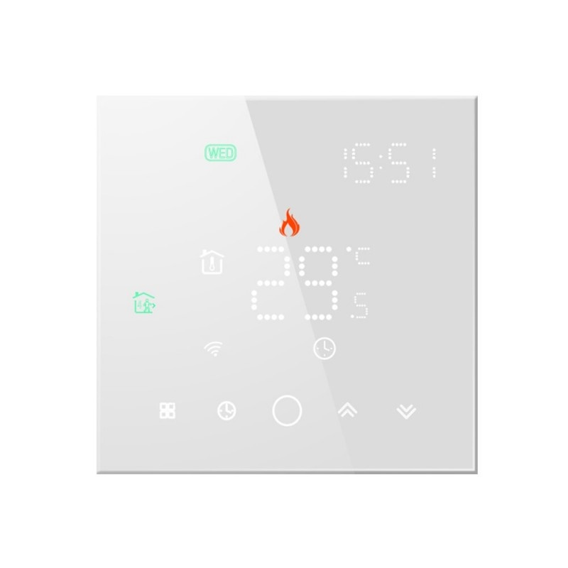 Termostat Techstar® Smart TH-10W, Wireless, 16A, 3500W, Google Home, Alexa, Tuya, Senzor Pardoseala, Alb