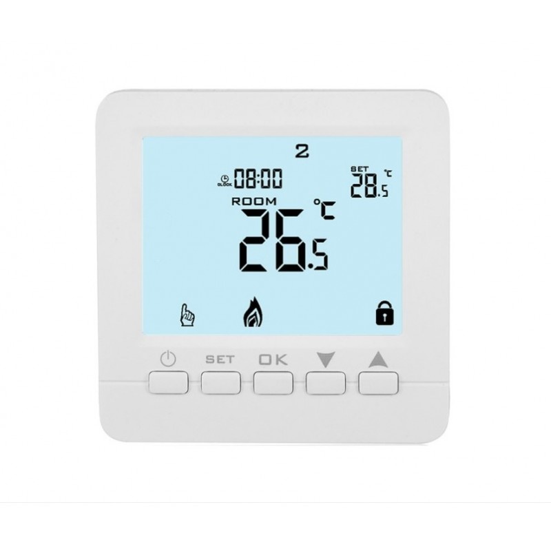 Termostat Techstar® TH-06P, Ecran Digital, Incastrabil, 3A, Incalzire cu Apa in Pardoseala, Actuatoare, Pompe, Centrala, Alimentare 220V, Alb