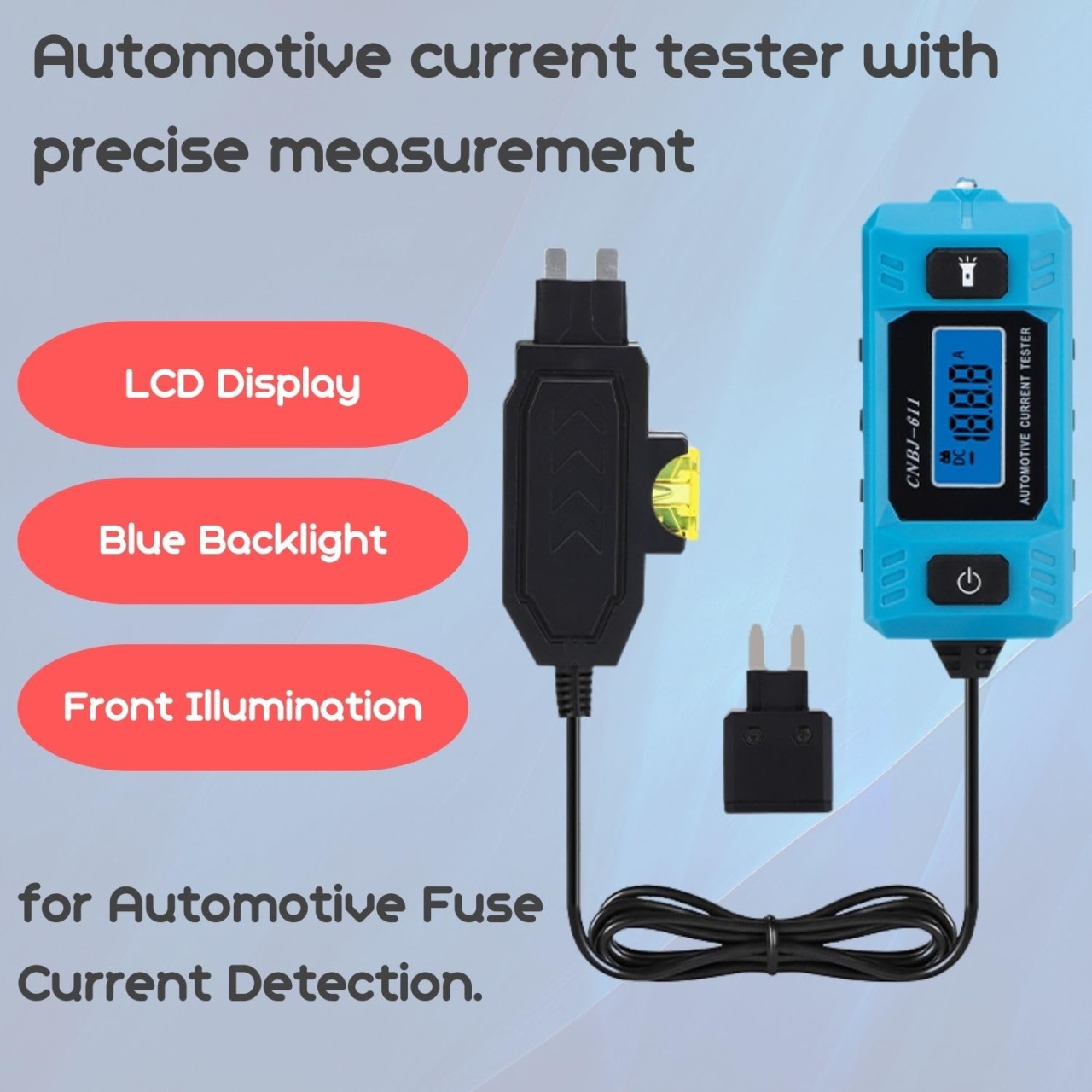Tester Curent Auto Techstar® CNPJ-611, Cu Afisaj LCD Iluminat, Detectie Sigurante, Precizie ±2% - 3 | YEO
