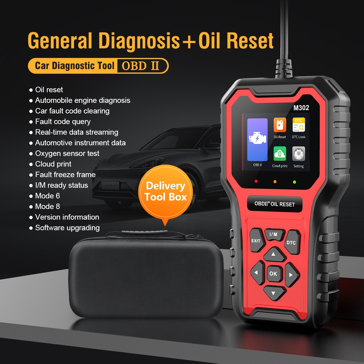 Tester Diagnoza Auto Techstar M302, OBD II, Resetare Oil Service, Live Data, Test senzor O2, Printare cloud cod QR - 2 | YEO