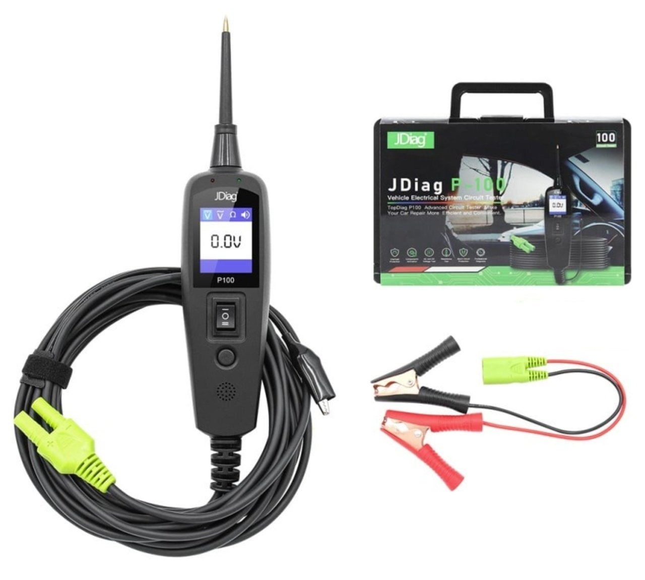 Tester Profesional Circuite Electrice Techstar® P100, Diagnostic, 12/24V, Verificare Rezistenta, Masa, Voltaj, Servieta