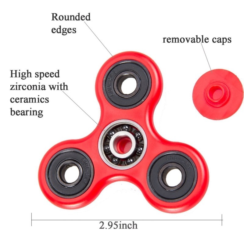 Tri-Spinner Fidget Jucarie Antistres ADHD Culoare Rosu Lucios - 3 | YEO