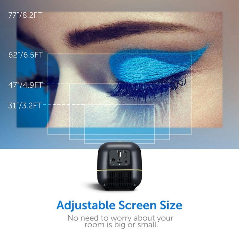 Poze Videoproiector Portabil Vivibright L1, Full HD 1080P, 1000 Lumeni, USB, HD-IN, VGA, DC-IN, AV, Card TF, Difuzor Incorporat, Galben