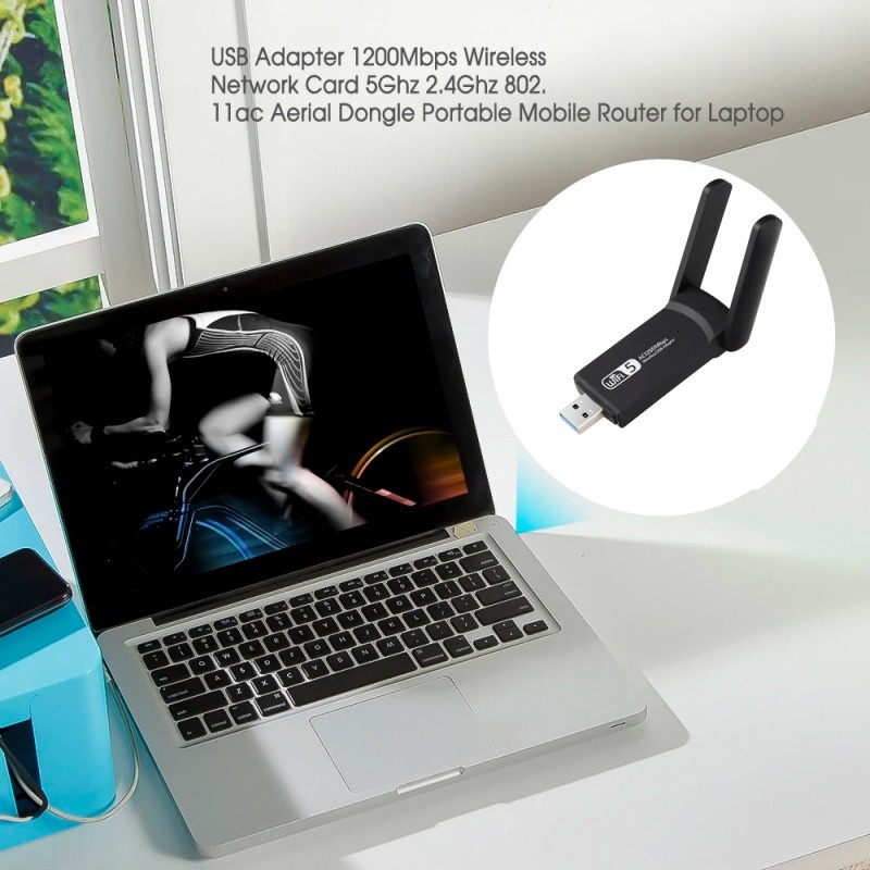 Adaptor Wireless Techstar® AC 1300 Dual-Band, 1200Mbps, USB 3.0, 2.4G/5G, Long Range, 2 Antene, Negru - 3 | YEO