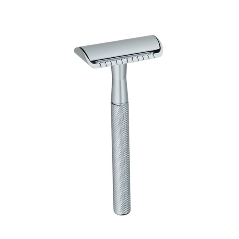 Aparat de ras Classic Safety Razor Techstar® SR1, Aliaj de Zinc, Cu Lame De Rezerva, Reutilizabil, Ecologic, Argintiu