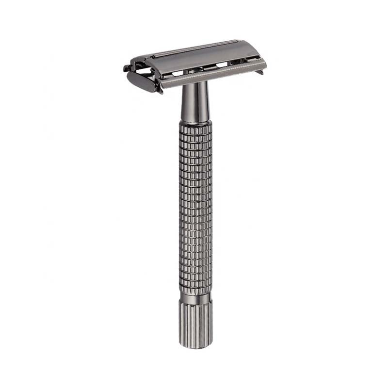 Aparat de ras Classic Safety Razor Techstar® SR7, Aliaj de Zinc, Cu Lame De Rezerva, Reutilizabil, Ecologic, Negru