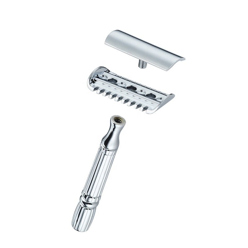 Aparat de ras Classic Safety Razor Techstar® SR9, Aliaj de Zinc, Cu Lame De Rezerva, Reutilizabil, Ecologic, Argintiu - 3 | YEO