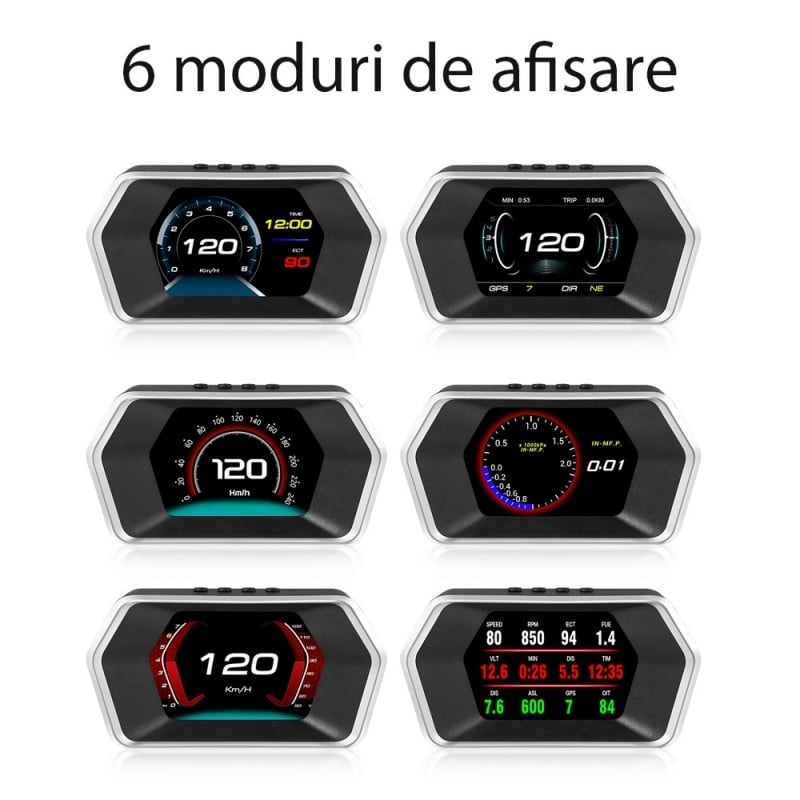 Aparat diagnosticare si afisaj informatii bord, Head Up Display Techstar® OBD II, GPS Dual System, P 17, 9 tipuri de afisaj, Viteză, RPM, Alarmă de supraviteză, Temperatura apei - 2 | YEO