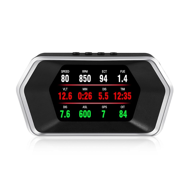 Aparat diagnosticare si afisaj informatii bord, Head Up Display Techstar® OBD II, GPS Dual System, P 17, 9 tipuri de afisaj, Viteză, RPM, Alarmă de supraviteză, Temperatura apei