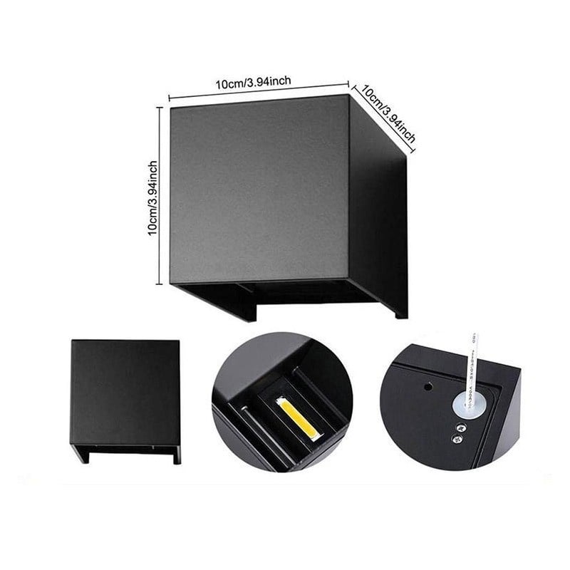 Aplica Exterior Techstar® LED Light CUBE , Putere 6W, A+, Rezistenta la Apa si Praf, Alb Cald, 3000K, Aluminiu, Negru - 2 | YEO