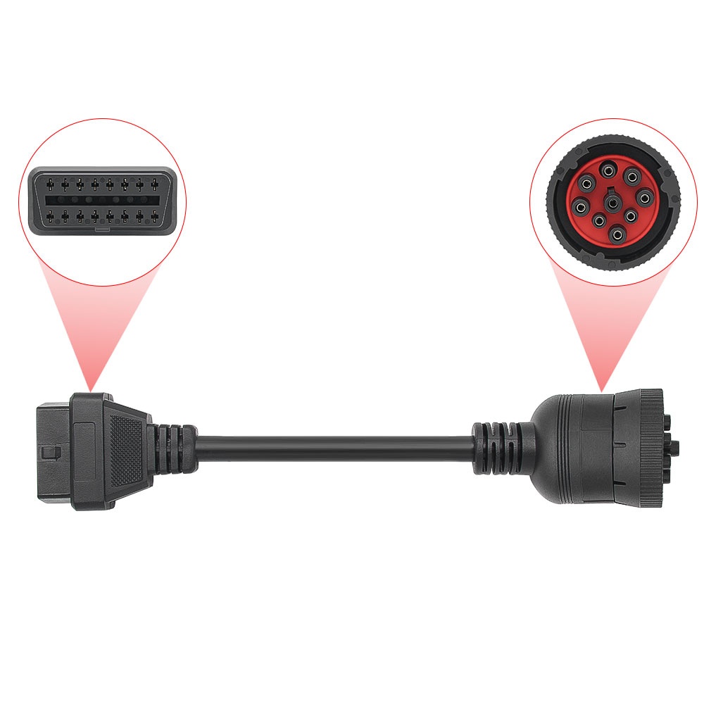 Cablu Adaptor Auto pentru Diagnoza Camion J1939 9-pin la standard OBD2 16-pin femela, Compatibil Mercedes, Volvo, Scania, MAN, Iveco, Renault - 2 | YEO