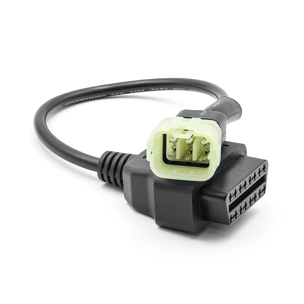 Cablu Adaptor Motociclete KTM, 6-pin, verde, femela catre OBD-II 16-pin femela, pentru diagnoza ECU cu TuneECU - 2 | YEO