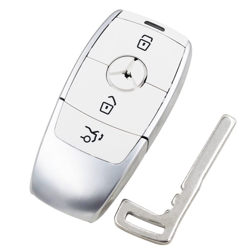 Carcasa cheie auto Techstar® pentru Telecomanda Inteligenta, compatibila cu Mercedes Benz, C200L, E300L, S320, S350L, GLC, 3 Butoane, Alb - 1 | YEO