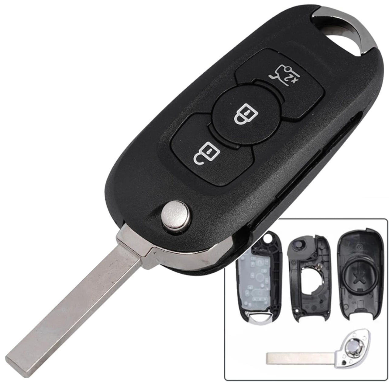 Carcasa Cheie Auto Techstar tip Flip cu 3 Butoane si Lama SX9 pentru Opel Astra K 2015-2019