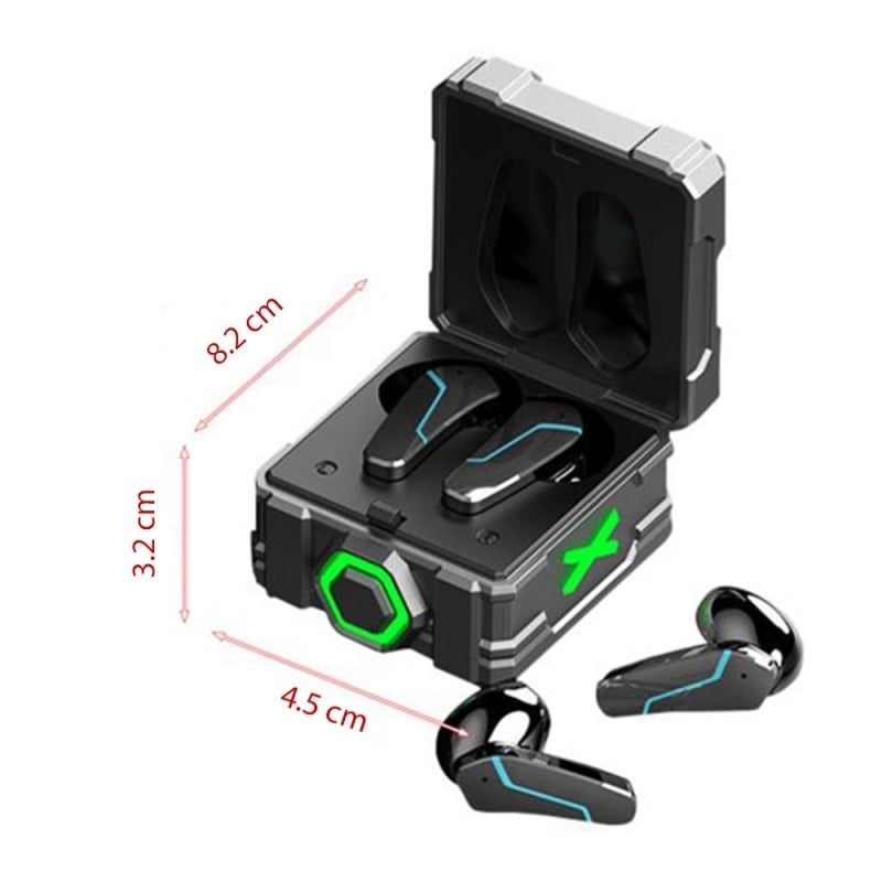 Casti Bluetooth pentru Gaming Techstar® K99, Bluetooth 5.0, Microfon, Control prin atingere, Indicator LED, Rezistente la apa, potrivite pentru jocuri video/fitness/birou, dock pentru incarcare, Gri - 2 | YEO